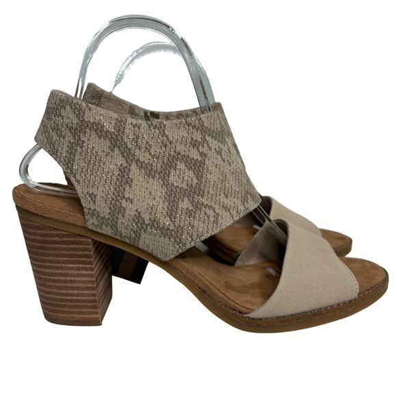 Toms Majorca Cutout Cobblestone Snake Print Canvas Heeled Sandal 9.5 - Picture 3 of 10